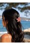 Set of 3 Aesthetic Gold Framed Transparent Flower Hair Clips - Colorful Beach and Daily Hair Accessory Set - 4