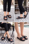 Glimmer Slipper Bowknot Stone-Embellished Women's Slippers - Drawstring Cushioned Sole Lightweight Casual Summer Black Slippers - 5