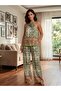 Women's Bohemian Patterned Halter Neck 3D Floral Detailed Pocketed Palazzo Double Set