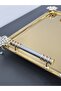 Figured, Metal-Handled, Stainless Steel Rectangular Tray Luxury Presentation Tray Light Gold-Silver - 2