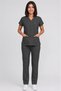 Women's V-Neck Bat Sleeve Stone, Smoked, Fuchsia, Khaki Green, Petrol Blue Lycra Belinda Scrubs Set