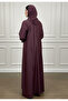 Textured Panel Abaya|Silk-Blend Fabric - 2