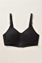 4-Pack Black Women's Thin Sponge Non-Wired (Wireless) Comfortable Daily Bra Set - with Sleep Band as a Gift - 4