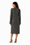Women's Black and White Wavy Patterned Knitwear Long Sleeve Long Dress - 2