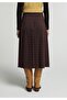 Midi Plaid Zippered Women's Brown Skirt - 2