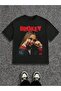 Men's Plus Size "BROKEY" Graphic, Casual Soft Oversized Pure Cotton 220g Pattern Printed Black T-Shirt - 2