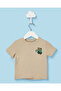 Infant Boys Beige Chest Print T-Shirt
