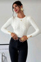 Women's Knitted Patterned Crew Neck Knitwear Sweater with Gold Button Detail - 4