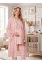 New Season Pink Stylish Lace Detailed Buttoned Design Short Sleeve Maternity Maternity Dressing Gown Pajama Set - 3