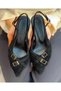 Self Black Suede Buckle 5 cm Heel Sandals