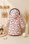 New Cute Heart Printed Furry Pocket Hooded Winter Plush Inside Inflatable Coat for Baby Girls - 3