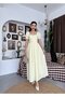 Women's Sari Midi Dress Square Neck Balloon Sleeves Bow and Lace Detailed Poplin - 6