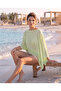 Women's Asymmetrical Knitwear Transparent Poncho Pistachio Green - 2