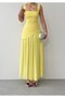 Women's Sari Midi Dress Square Collar Strappy Slit Draped Chiffon Atlas - 2