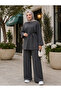 Women's Islamic Clothing Modal Fabric Tie-Strap Detailed Crew Neck Top and Bottom Set - 3