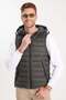 Men's Relax Fit Comfortable Cut Hooded Double Pocket Khaki Puffer Vest - 3