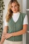 Women's Sleeveless V-Neck Cotton Hair Braided Diamond Pattern Modern Cut Stylish Casual Mint Knitwear Vest Cardigan