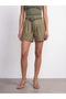 72787 100% Linen Pleated Belted Bermuda Shorts-Green - 3