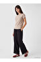 Xside Black Elastic Waist Muslin Women's Trousers