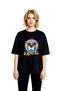 Women's Oversize Graphic Printed T-Shirt with Dog Motif Retro Art Style Relaxed Fit Casual Wear Modern