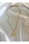 Women's Gold Color Stone Starfish Steel Necklace - 2