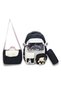 Girl's 3-Piece Primary School Bag Set with Lunch and Pencil Case, Black with Plush Accessories