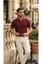 Men's Zigzag Textured Collared Short Sleeve Knitwear - 2