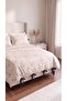 100% Cotton Floral Patterned Double Duvet Cover Set with 4 Navy Blue Laces and 2 Single Laced Pillowcases - 2
