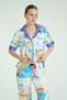 Short Sleeve 4-Piece Satin Pajama Set - Côte D’Azur Muse - 6