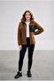 Women's Brown Comfortable Thick Plush Welsoft Fleece Jacket with Full Zipper Front Pockets - 4
