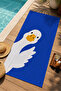 Modern Minimal White Goose Figured Navy Blue Patterned 70X150 Beach Towel - Cotton Bath Towel
