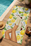 Mediterranean Lemon Garden and Female Figure Patterned 70X150 Beach Towel - Cotton Bath Towel - 2