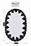 Gray Embroidered Non-Slip Leather Based Oval Bath Mat Laced Washable Bathroom Set Piera - 5
