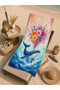 Watercolor Whale and Colorful Flower Bouquet Patterned 70X150 Beach Towel - Digital Printed Bath Towel - 4