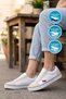 White Narrow Fit Breathable Lace-Up Linen Men's Sports Shoes Sneaker 1002 g - 3