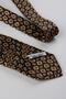 Navy Blue Yellow Motif Pattern Italian Silk Pleated Tie Est240 - 6