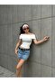 Lycra Madonna Collar Short Sleeve Blouse Ecru - 2