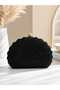 Oyster Evening Dress Bag / Stone-Embellished Evening Dress Bag / Wide Model Evening Dress Bag Stylish Black Stone-Embellished Evening Dress Bag - 5