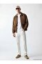 Xside Brown Loose Fit Shirt Collar Men's Leather Look Coat - 2