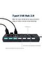 موزع USB متعدد المنافذ، محول USB 2.0 بـ 7 منافذ للابتوب، موسع منافذ USB مع أزرار تشغيل/إيقاف فردية - 2