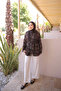 Brown Waist-Tie Ruffled Plaid Shirt - 2