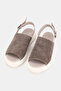 Women's Gray Suede Genuine Leather Strappy Flat Wedge Sole Daily Sandals - 2