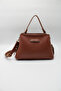 Women's Tan Crossbody Bag with Internal Pocket, Front Accessory and Belt Detail - 2