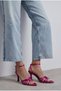 Women's Plum Satin Ankle Strap Pointed Toe Thin Heel Stiletto Evening Dress Heeled Shoes Forty - 5