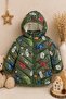 New Trend Cute Dinosaur Figured Welsoft Eared Hooded Winter Plush Inside Baby Boy Coat Inflatable - 4