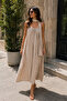 Polka Dot Maxi Dress with Rope Straps and Scarf - 2