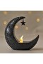 فوانيس شموع للعيد ورمضان، شموع LED صغيرة على شكل هلال مزين بنجمة صغيرة، حامل إضاءة بتصميم فانوس عيد