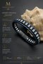 Natural Hematite Stone & Real Calfskin Handmade Bracelet – with Magnetic Clasp • “Ilke” Series • Black/Burgundy/Coffee/Green/Bronze/Blue - 3