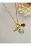 Paperclip chain fish coral crab charm necklace trend necklace