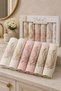 Pearl Laced Embroidered Gift Dowry Box for Bride and Groom, Boxed 100% Cotton Bath Towel Set 50X90 Size 6 Pieces - 2